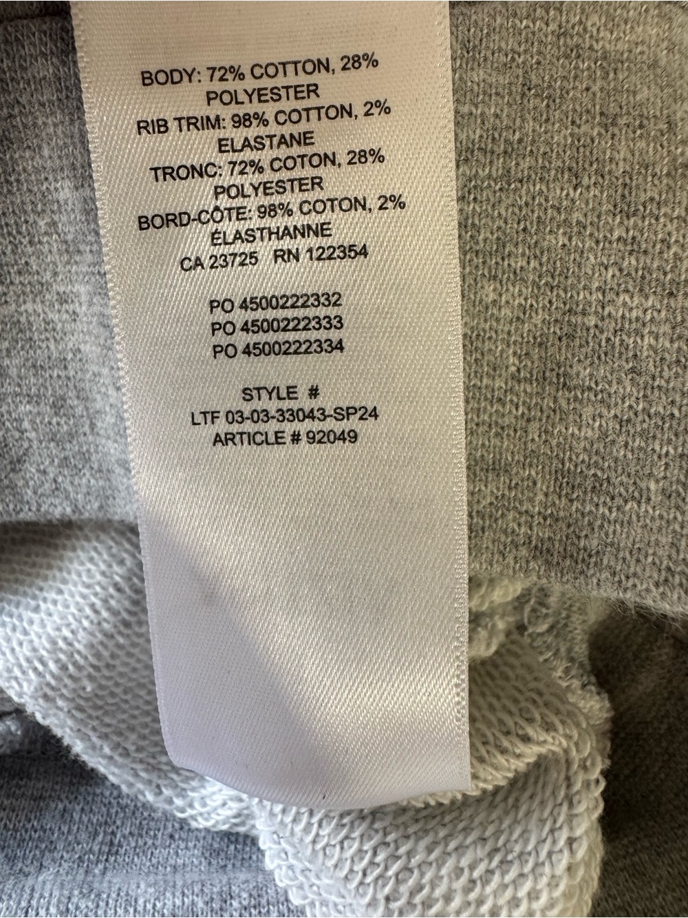 Aritzia TNA Cozy Fleece Perfect 1/4 Zip Cropped Sweatshirt Women's XS Grey - Picture 10 of 12